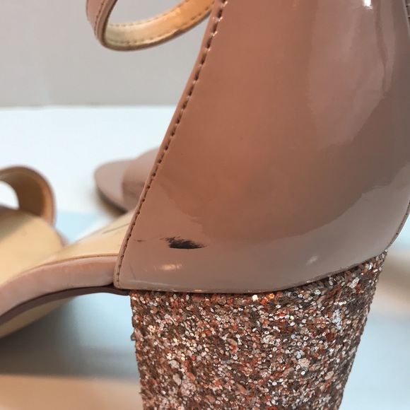 Unisa Pink pLeather Sandals with Glitter Block Heel And Ankle Strap Size 10 - Picture 9 of 10